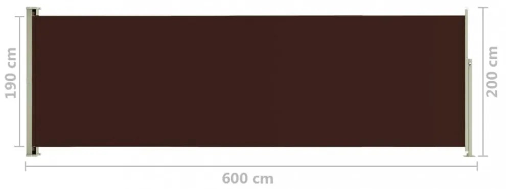 barna behúzható oldalsó terasznapellenző 200 x 600 cm