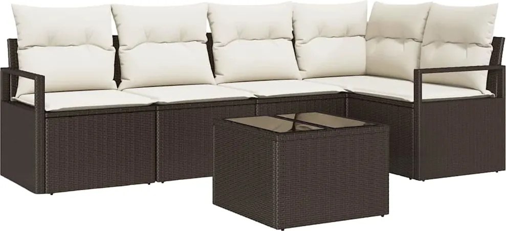 vidaXL Kanapé Szett párnával 6 pcs Barna polirattan