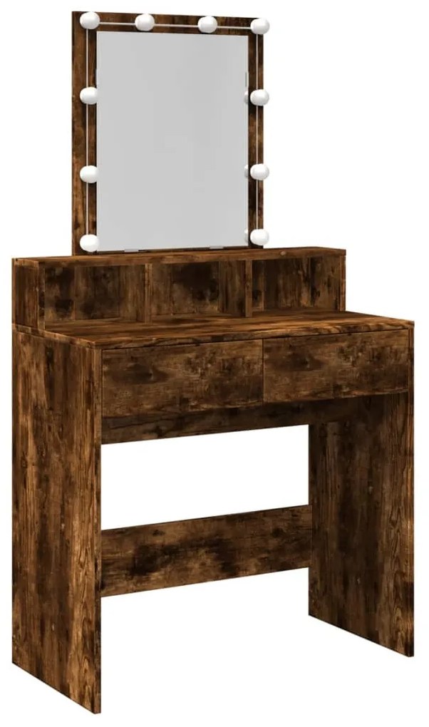 füstös tölgy színű fésülködőasztal LED-del 80 x 41 x 144,5 cm