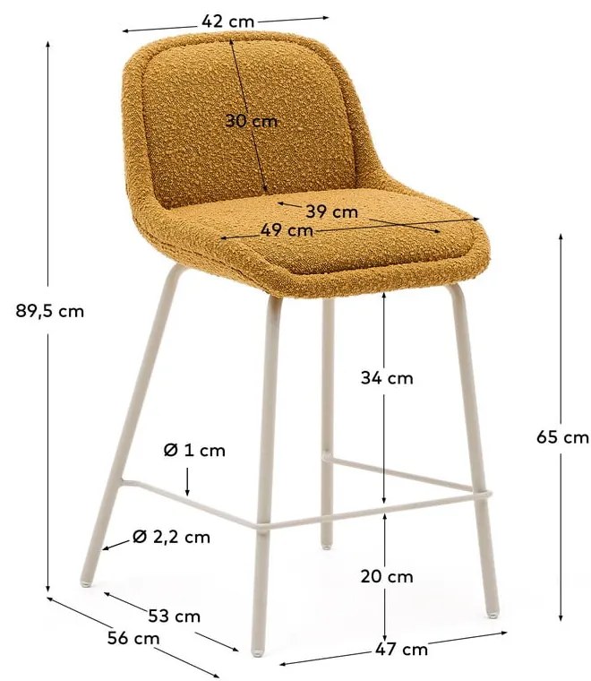 Mustársárga bárszék (ülésmagasság 65 cm) Aimin – Kave Home