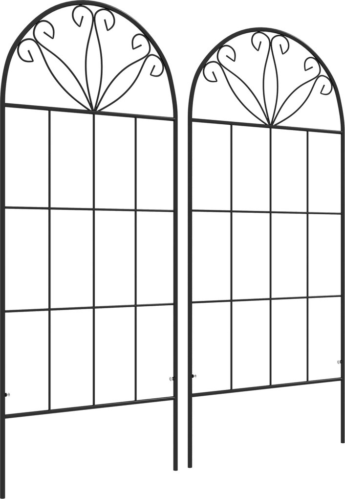 Outsunny 2 db-os Kertitámasz Mászó Növényekhez - Fém, 51 x 120 cm, Fekete | Aosom