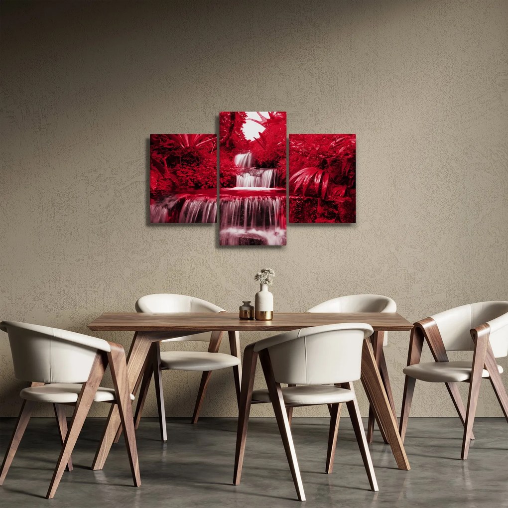 Kép - Indonéziai vízesések piros színben (90x60 cm)