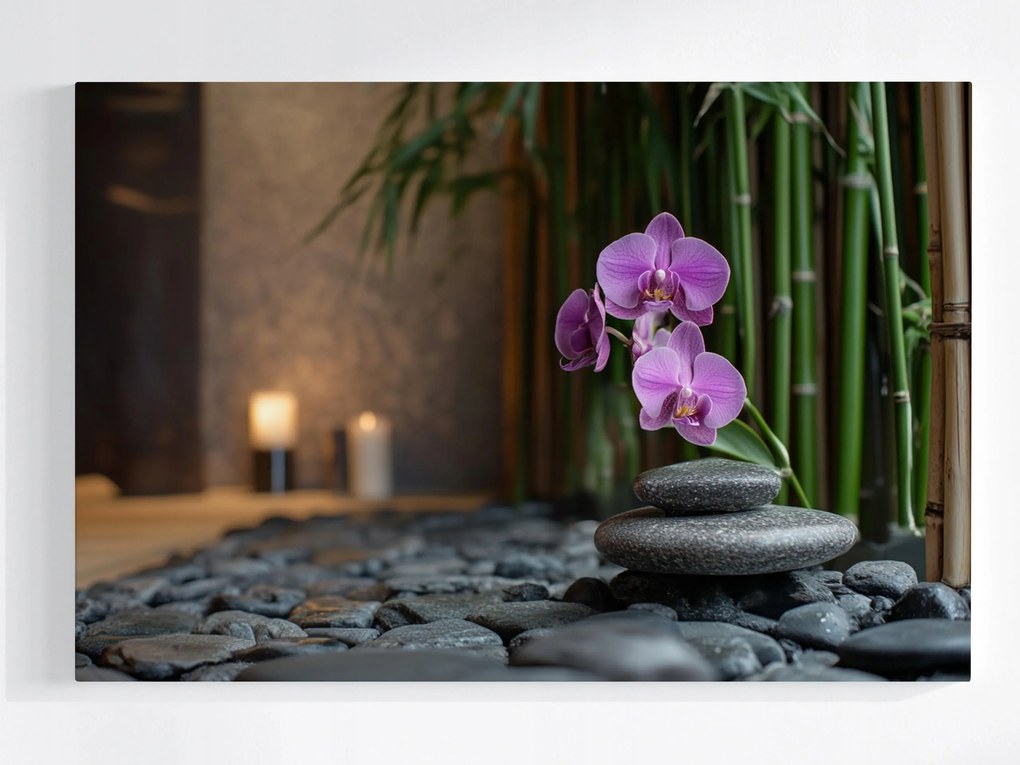 Poszter Orchidea Bambusz Zen Spa Kövek Relaxáció 60x40