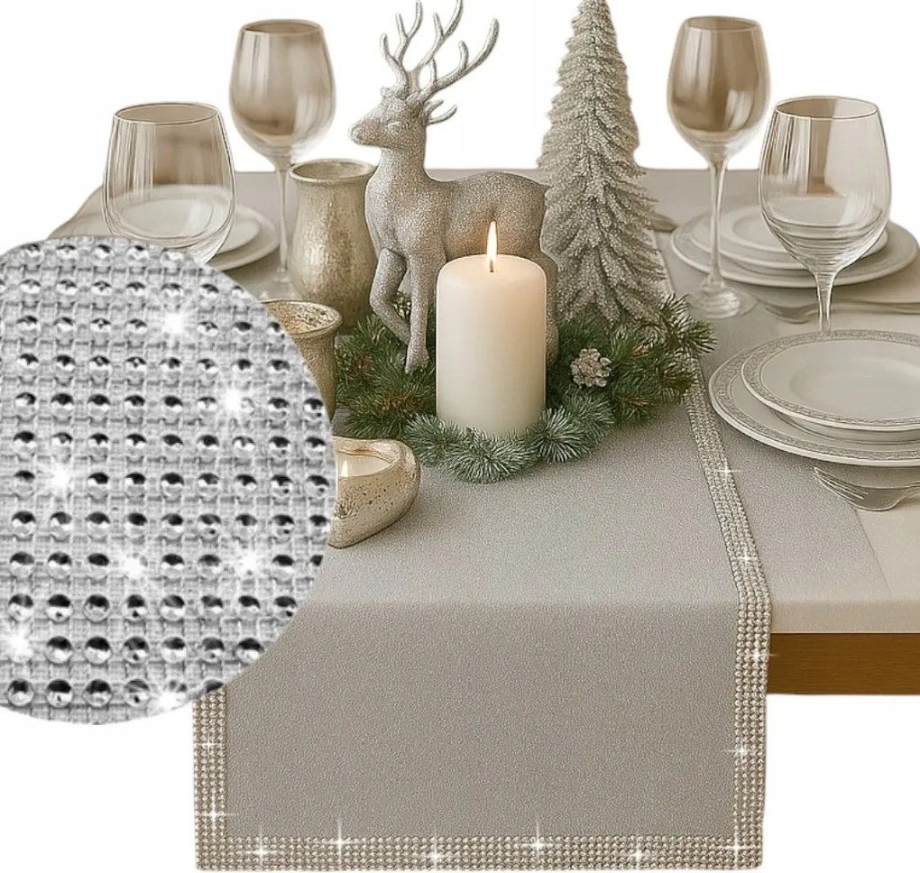 Futópad Ezüst Szürke csillogó Ezüst Strasszok 60x120 karácsonyi
