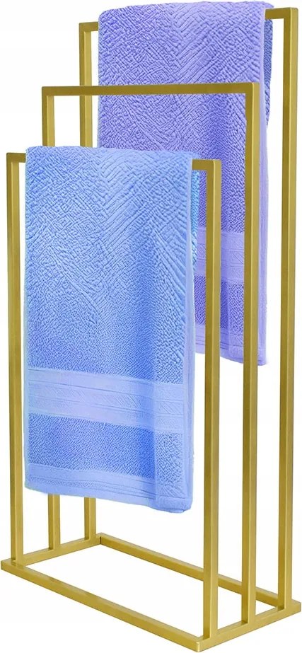 Arany Törölközőtartó Állvány 3 Karos Acél Strapabíró Fürdőszobai