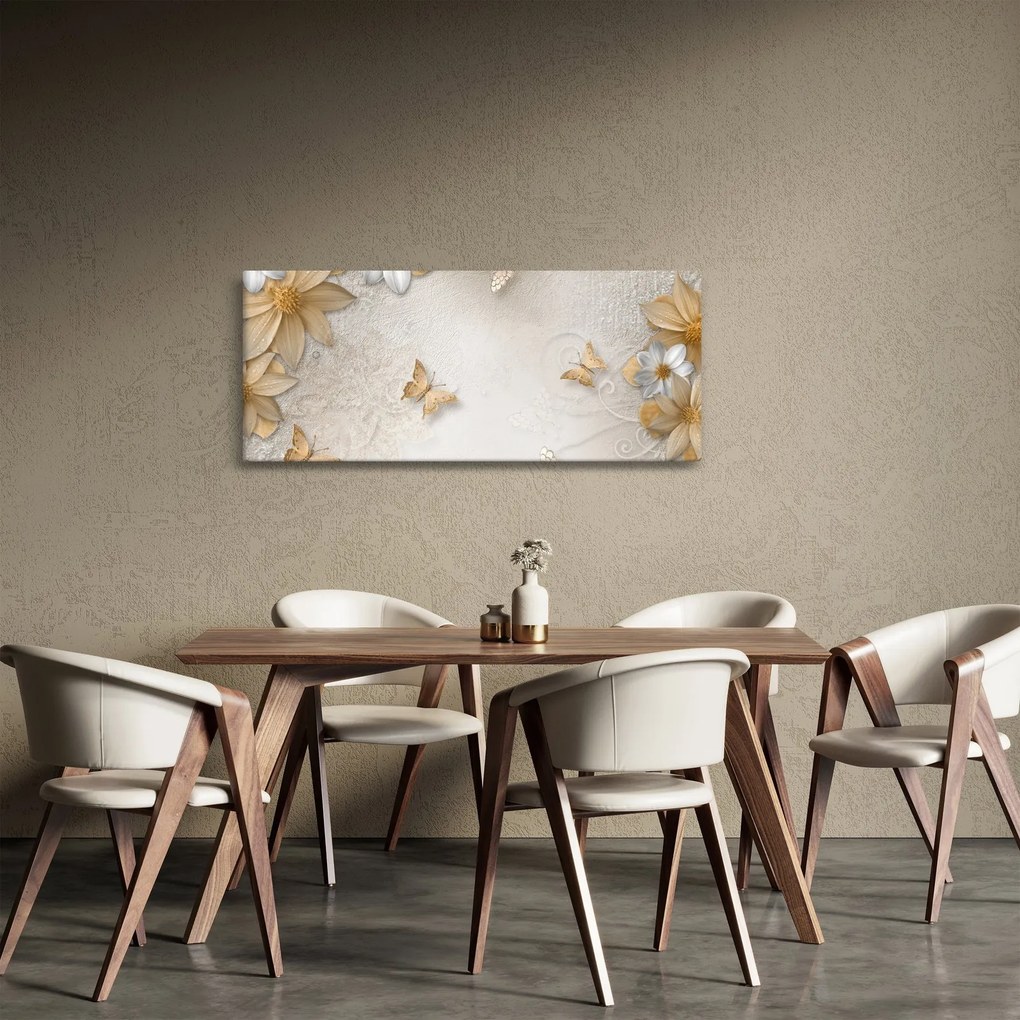 Kép - virágok pillangókkal (120x50 cm)