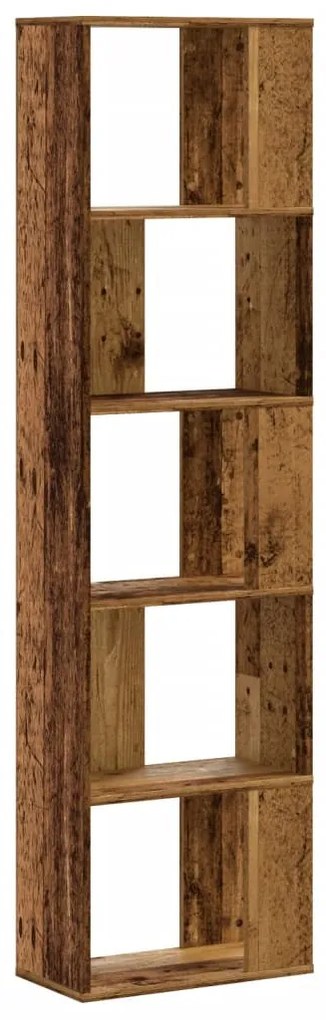 5 szintes antik fa színű fa könyvespolc 45 x 23,5 x 162,5 cm