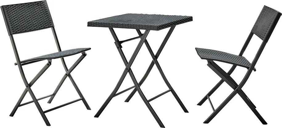 Kerti rattan szett 1+2, fekete, FARUK