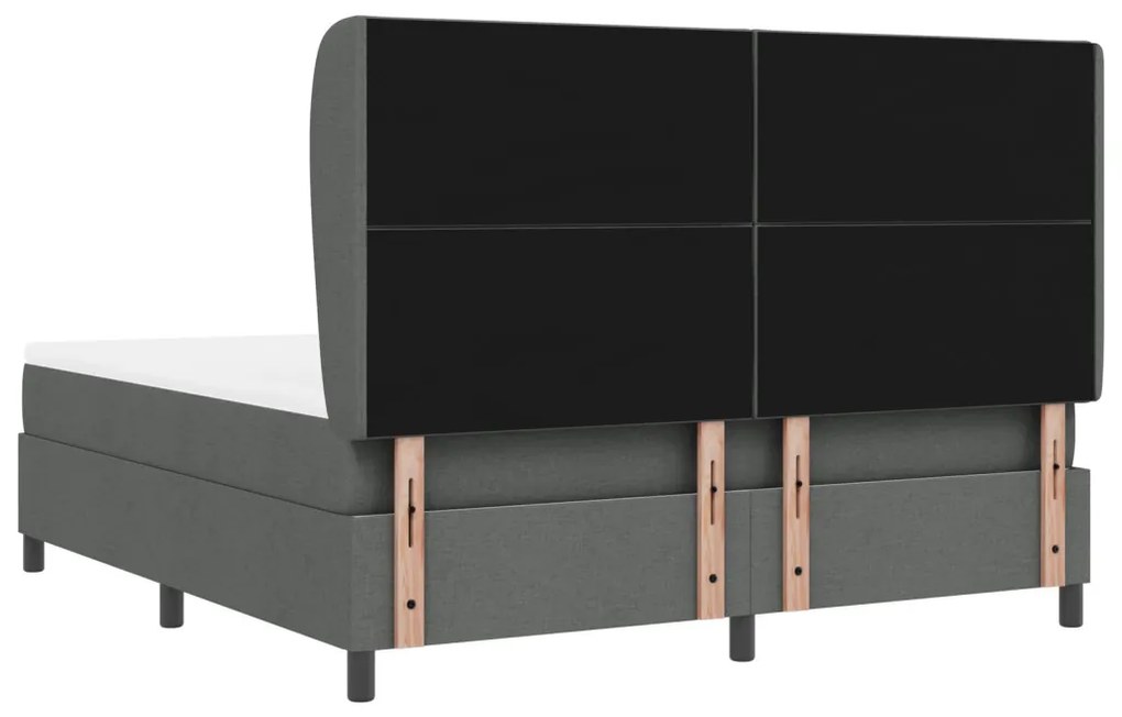 Boxspring Ágy Matrac Kíséretében Sötétszürke Színben, 180x200 cm Szövet