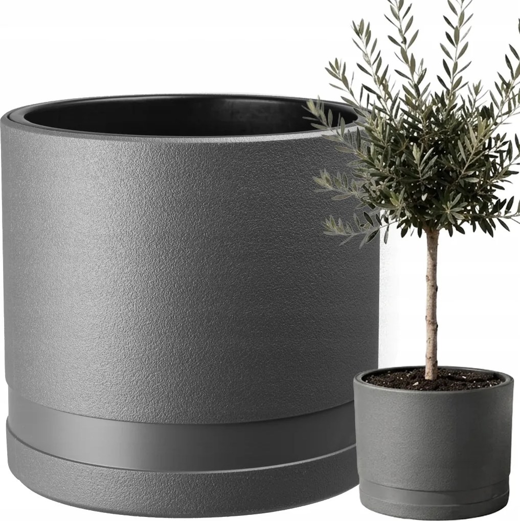 Virágtartó Kerti Virágtartó Terasz Erkély Henger Modern Betét 38cm