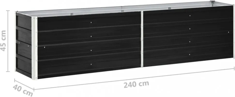vidaXL antracitszürke horganyzott acél kerti magaságyás 240x40x45 cm