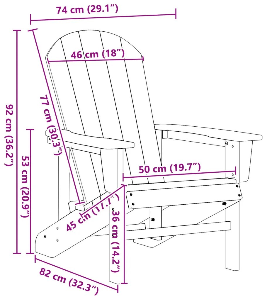 Adirondack szék fekete 74x82x91 cm HDPE
