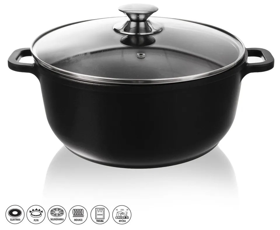 Grande alumínium fazék üvegfedéllel, ø 28 cm - Orion