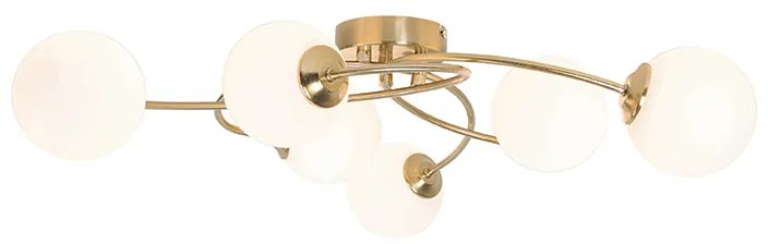 Modern mennyezeti lámpa arany opál üveggel 6 lámpás - Athén