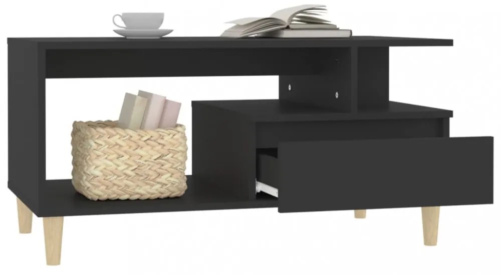 fekete szerelt fa dohányzóasztal 90 x 49 x 45 cm