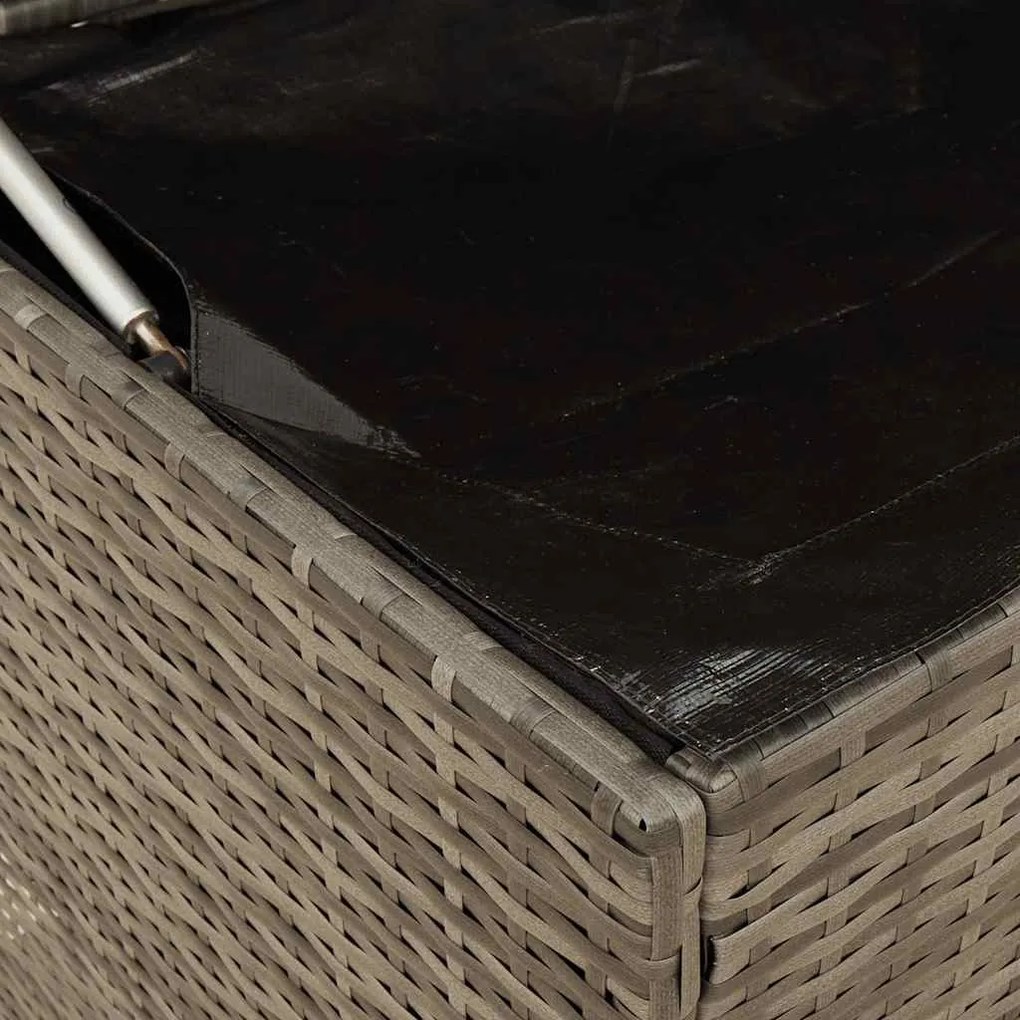 szürke polyrattan kültéri párna doboz 100x55x55,5 cm