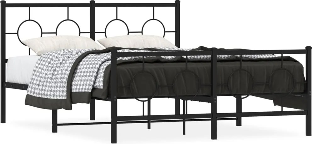 vidaXL fekete fém ágykeret fej- és lábtámlával 140 x 190 cm