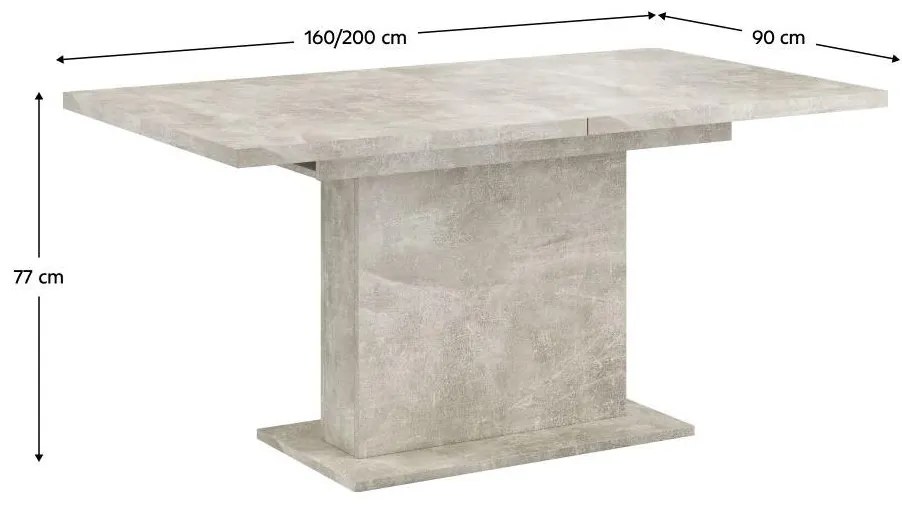 Összecsukható étkezőasztal Bovata (beton) (6-8 részére). 1097145