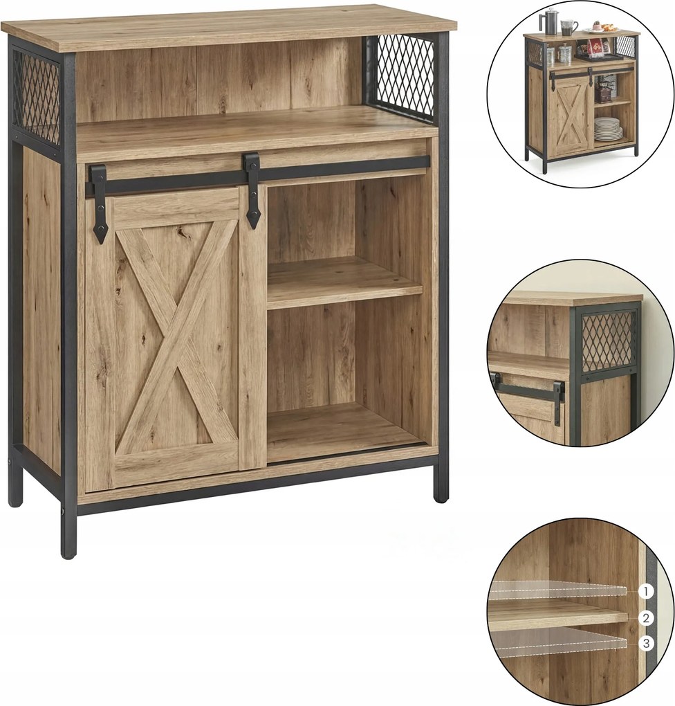 Konyhaszekrény komód Tölgy Artisan Tolóajtós 70x30x80cm Tágas