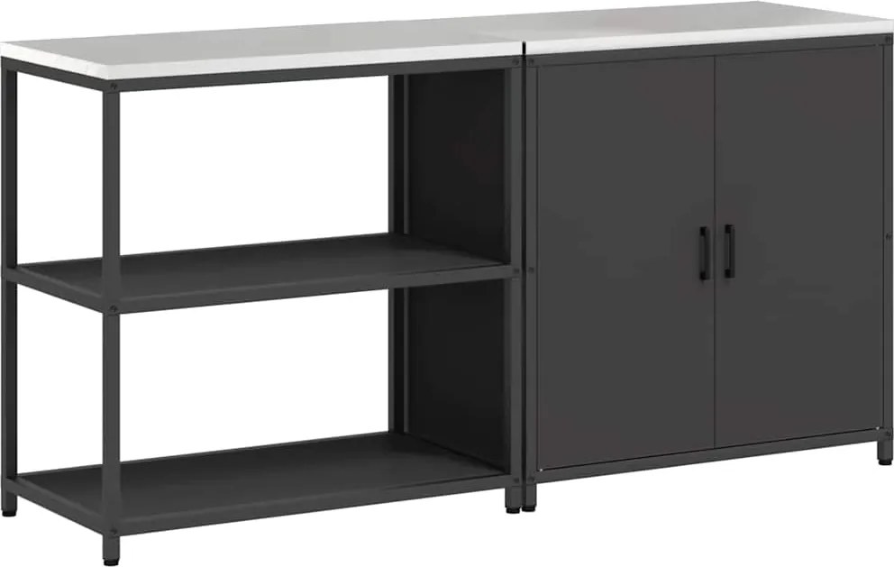 vidaXL Konyhai Tároló Készlet 2 pcs Fekete Hidegen hengerelt acél