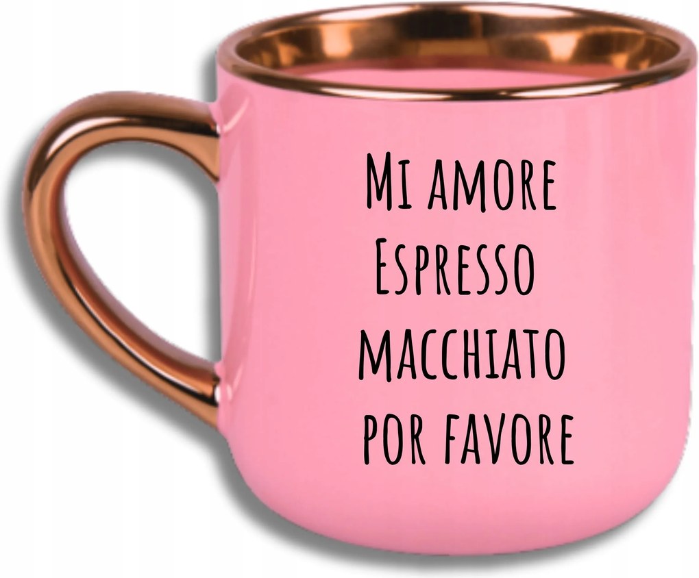 Bögre Rózsaszín Elegáns Nagy Vicces Ajándék MI Amore Eszpresszó