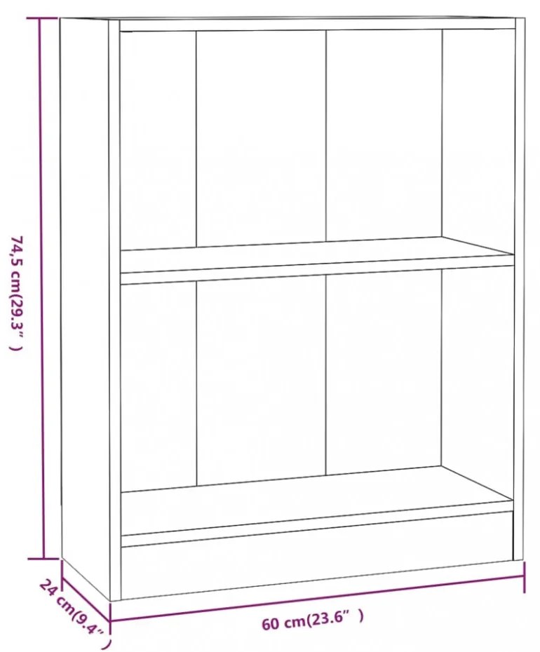 füstös tölgy színű szerelt fa könyvespolc 60 x 24 x 76 cm