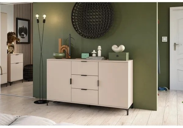 LORA bézs komód fiókokkal és ajtókkal