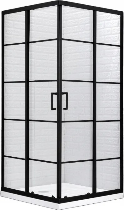 Fekete Zuhanykabin 90x80cm Loft Black Dubai Fekete Rácsos Indes