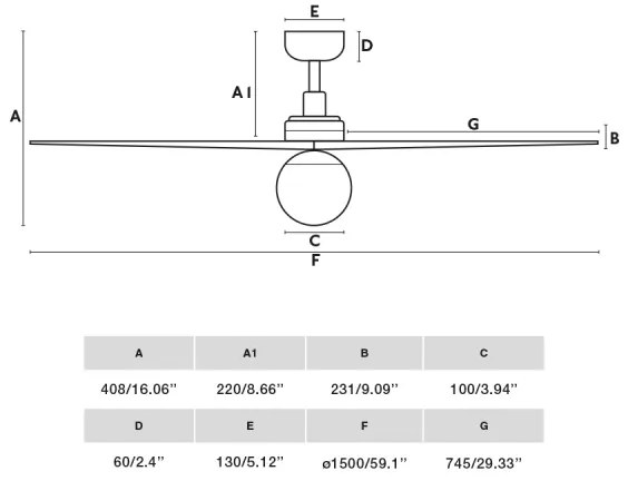 FARO 34282WT-11L KLIML mennyezeti ventilátor 1xE27/15W/230V fenyő/fekete, 150 cm