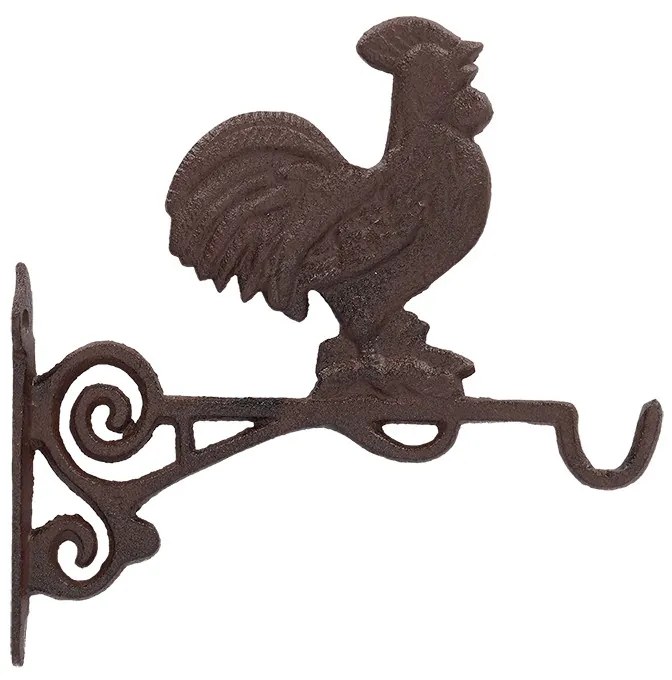 Öntöttvas virágtartó konzol, kakasos, 24 x 25 cm