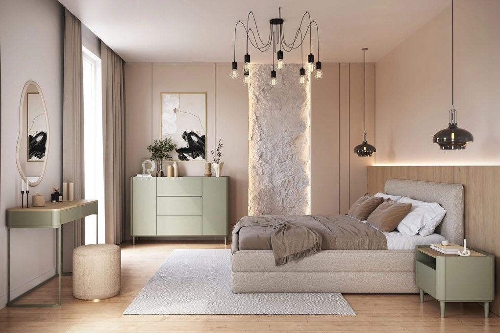 Elivo komód 150 cm fiókokkal lábakon - eukaliptusz / baltic dune tölgy