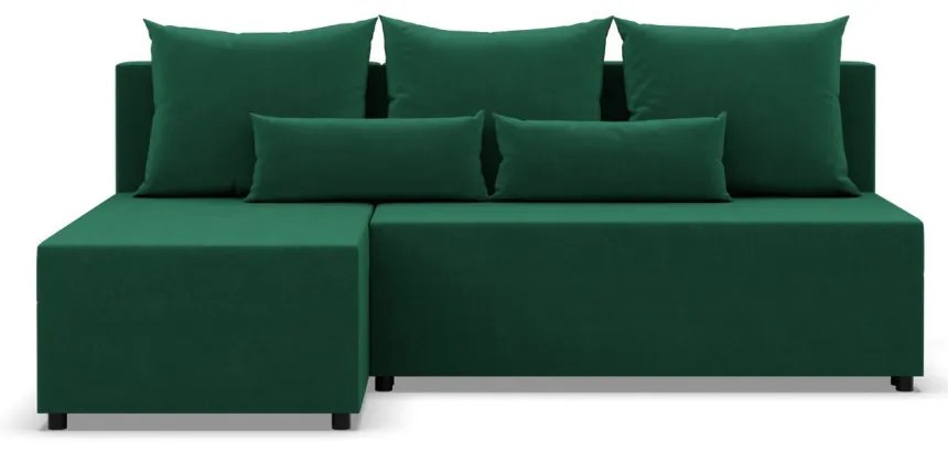 Nobu sarokkanapé, bársony, univerzális oldal, zöld
