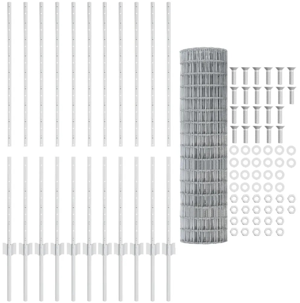 Kertkerítés Készlet 2 db Horganyzott Acél 25 x 1,2 m Kertkerítés