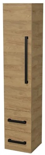 Magas fürdőszobai szekrény fekete fogantyúval SAT Cube Way 35x163x33  cm tölgy Hickory matrac CUBE3CV35DH