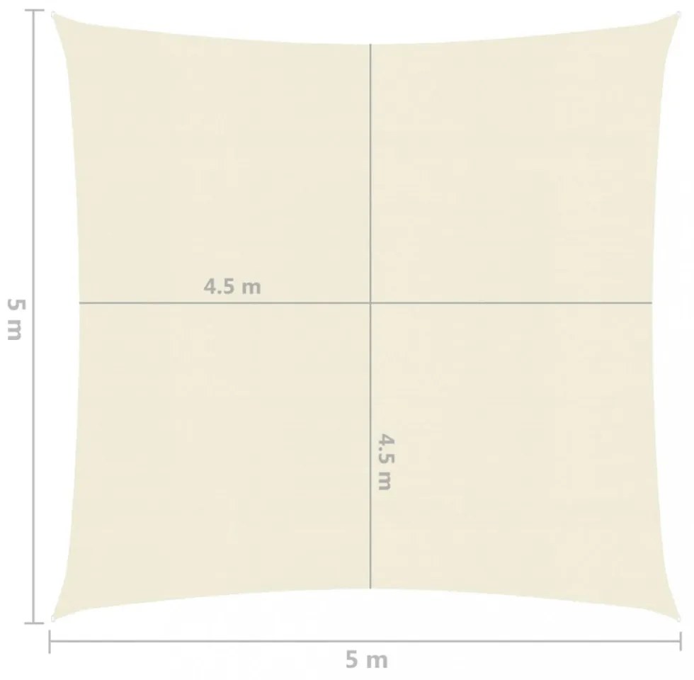 krémszínű HDPE napvitorla 160 g/m² 5 x 5 m