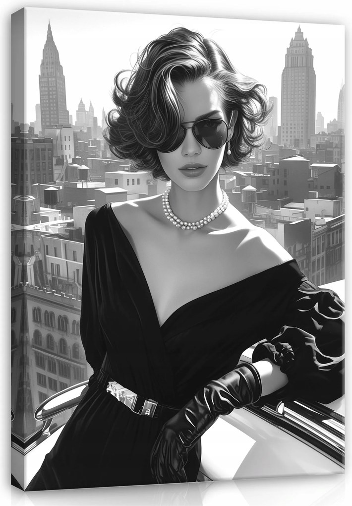 Női Vászonkép Fekete-fehér Modern Vászonkép Nappali Hálószobába 40x30