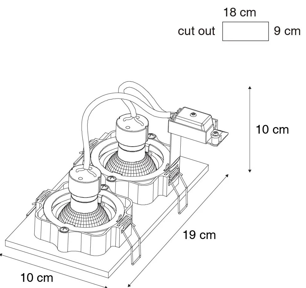 6 darabos süllyesztett spotlámpa készlet sötét bronz téglalap alakú 2-fényű állítható - Qure