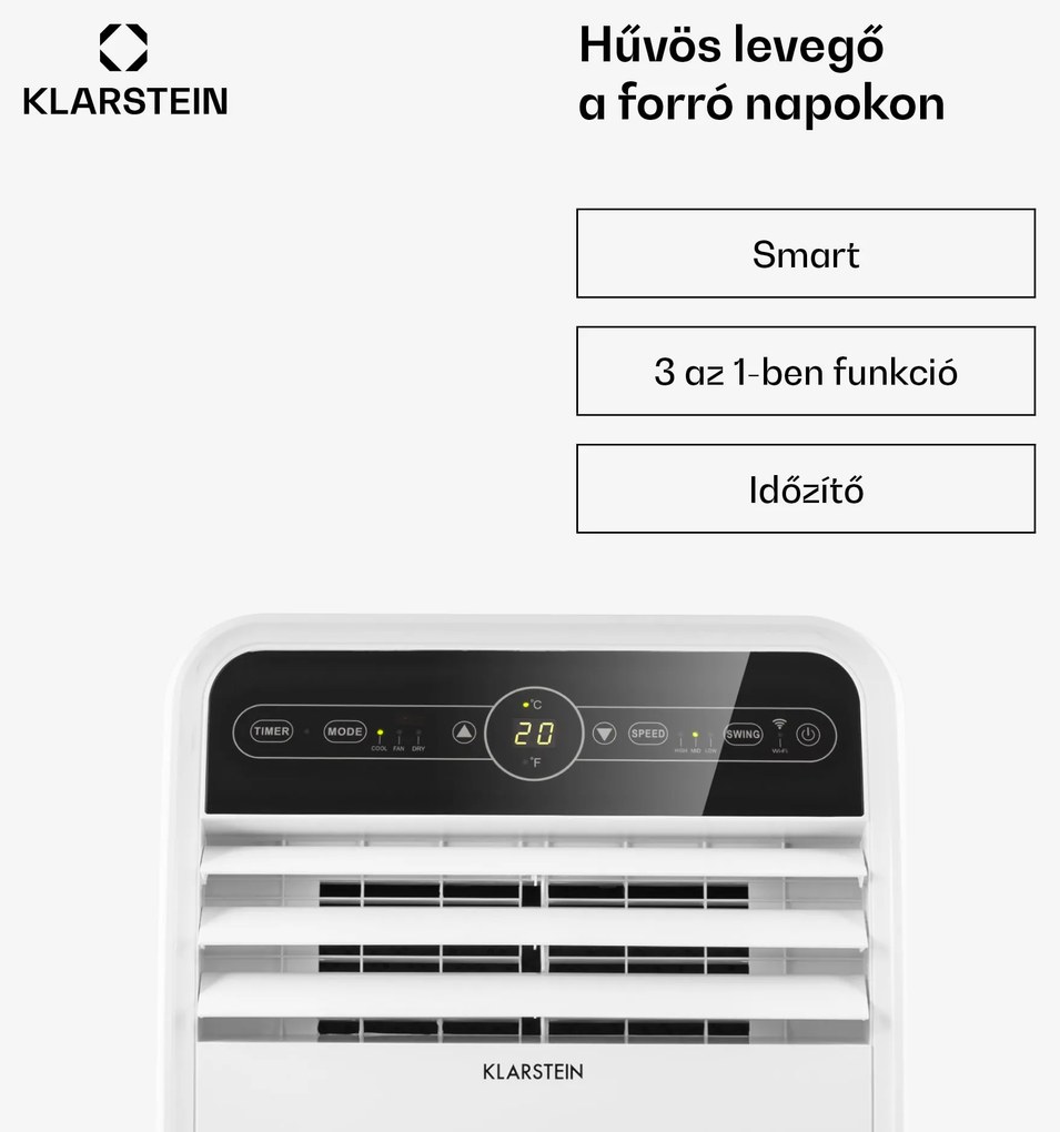 Klarstein Metrobreeze New York Smart 12k, mobil klíma, 12000 BTU / 3,5 kW, A energiaosztály, távirányító