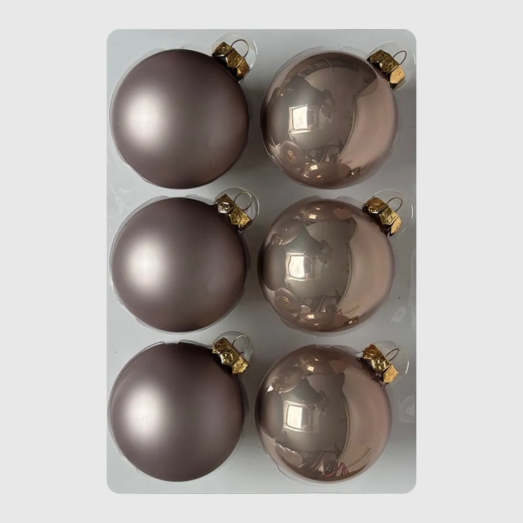 Rosegold üveg karácsonyi gömb szett 6*8cm