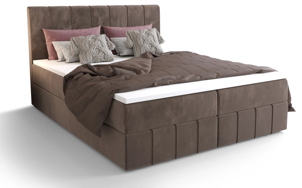 Franciaágy  Boxspring 180 cm Barack (barna) (matraccal és tárolóhellyel). 1046400