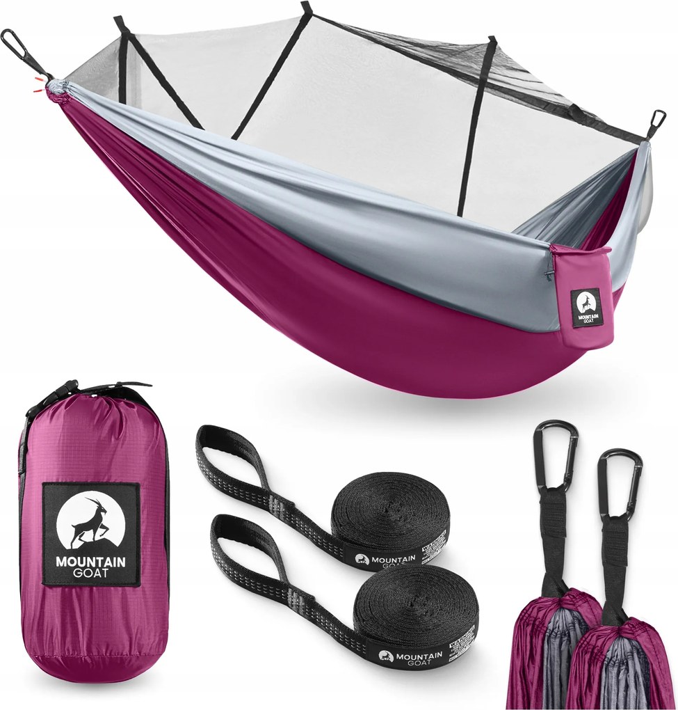 Egyszemélyes Turista Függőágy Szúnyoghálóval Erős Könnyű Kerti Hordozható