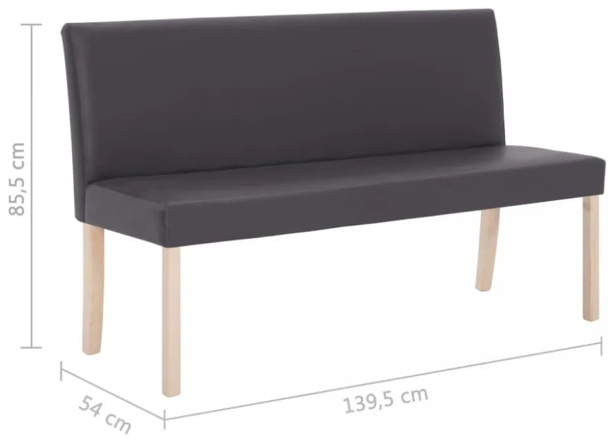szürke műbőr pad 139,5 cm