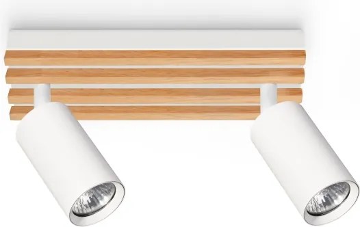 Brilagi - Irányítható spotlámpa SELE WOOD 2xGU10/30W/230V fehér/fa