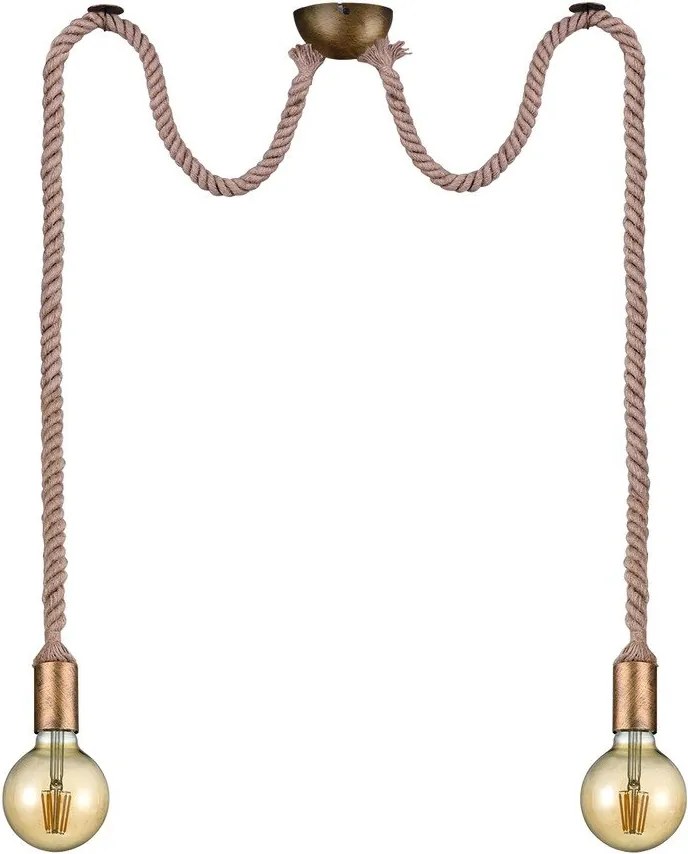 Sárgaréz színű függőlámpa ø 12 cm Rope – Trio