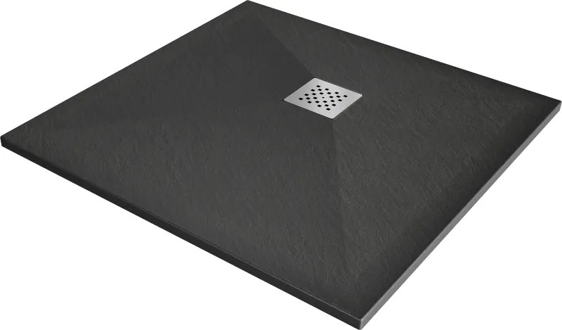 Mexen Stone+ 100 x 100 cm-es négyzet alakú kompozit zuhanytálca, antracit - 44711010