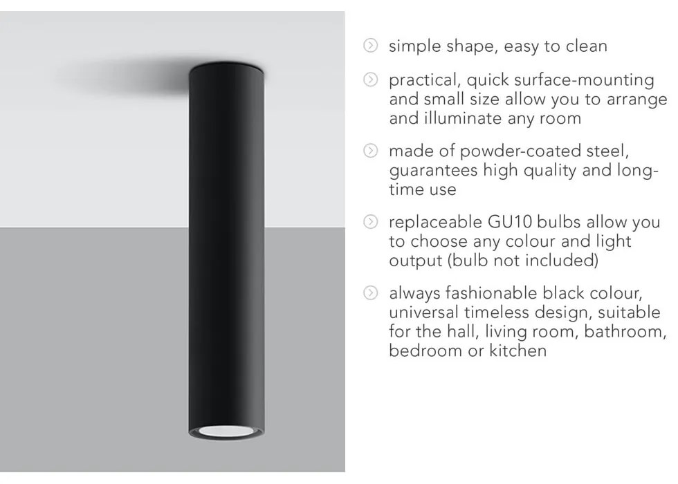 Castro fekete mennyezeti lámpa - Sollux