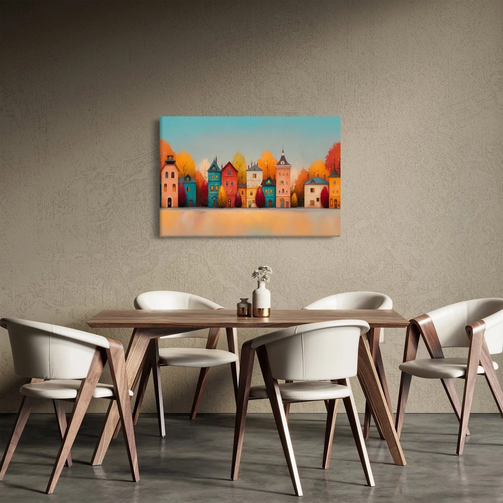 Kép - Őszi falu (90x60 cm)