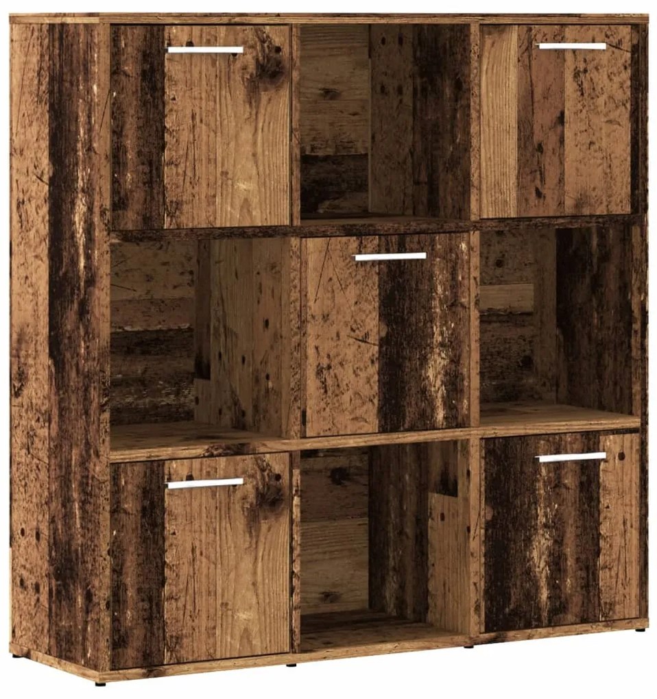 antik fa színű szerelt fa könyvespolc 90 x 28 x 90 cm