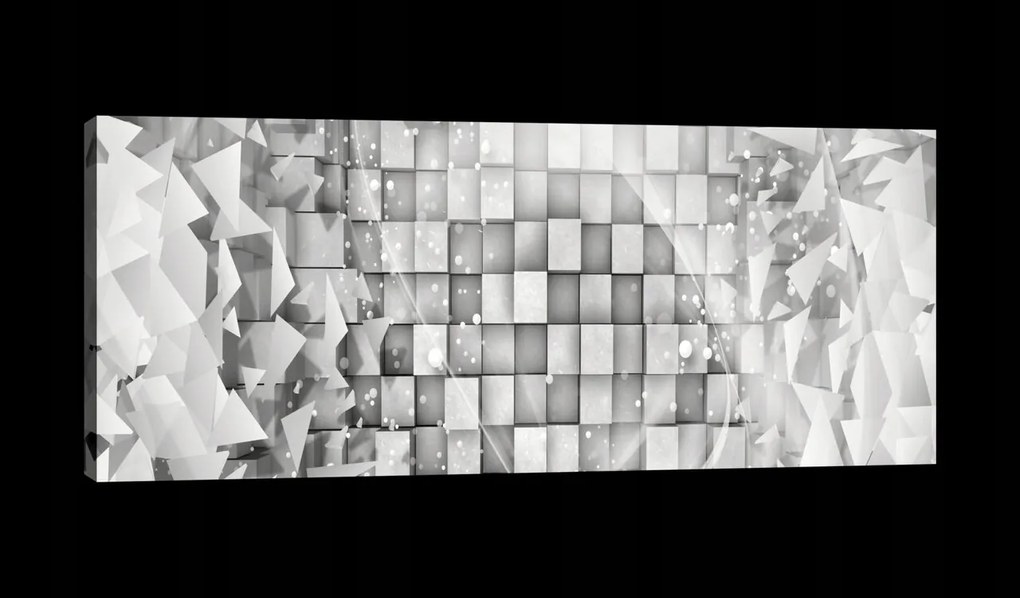 Vászonkép 145x45 Absztrakt geometria 3D kubák háromszögek háló dinamika mozgás