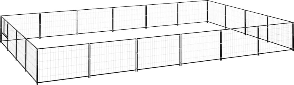 vidaXL fekete acél kutyakennel 24 m²